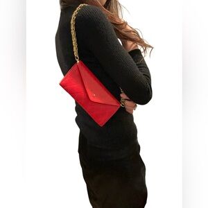 CHANEL Scarlet Quilted Envelope Clutch